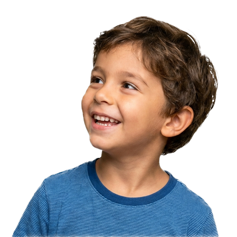 A young learner looking up with curiosity